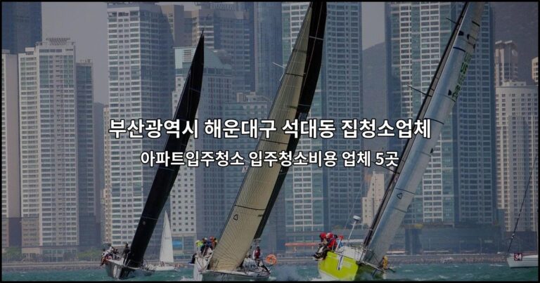 부산광역시 해운대구 석대동 집청소업체 아파트입주청소 입주청소비용 업체 5곳